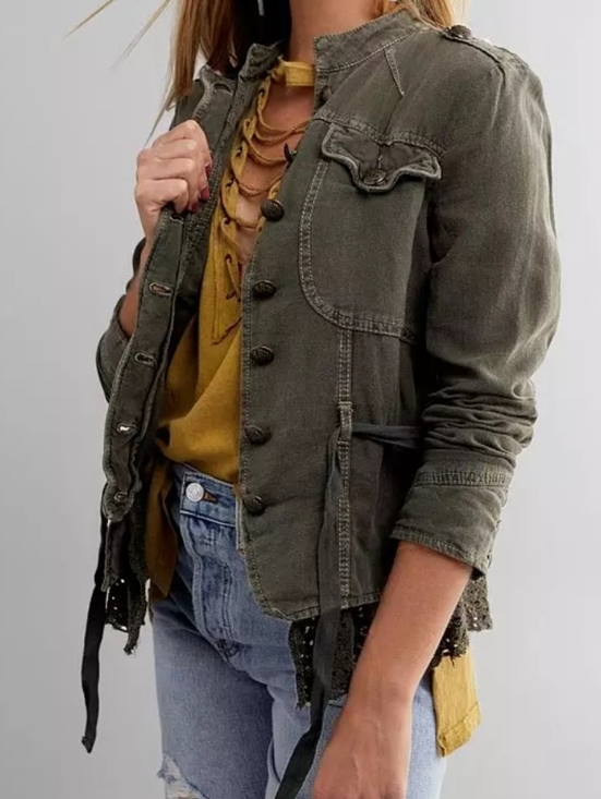Free People Jackets & Blazers - Free People• Emilia Military Utility Jacket with Lace Hem In Bitter Olive.Sz XS